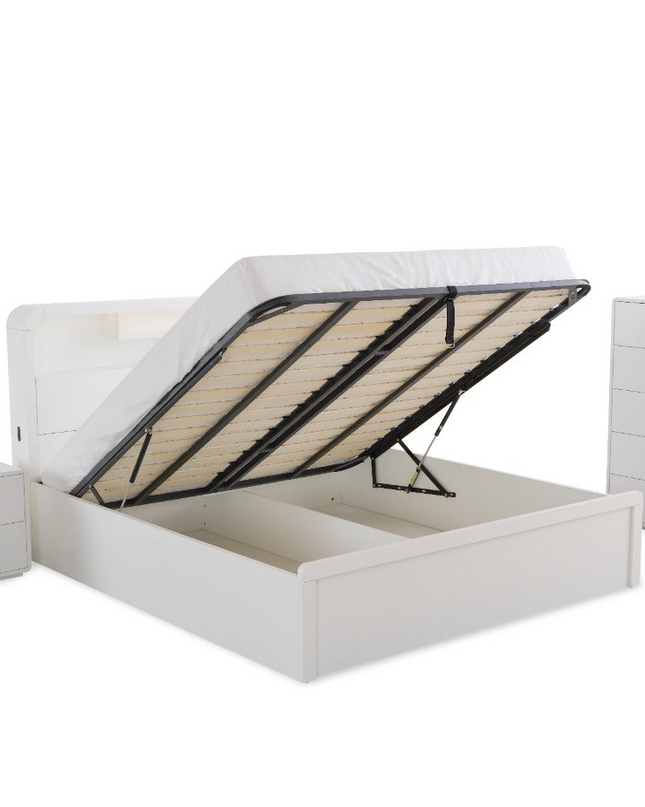 Costa Queen Bed - White Asg Grain