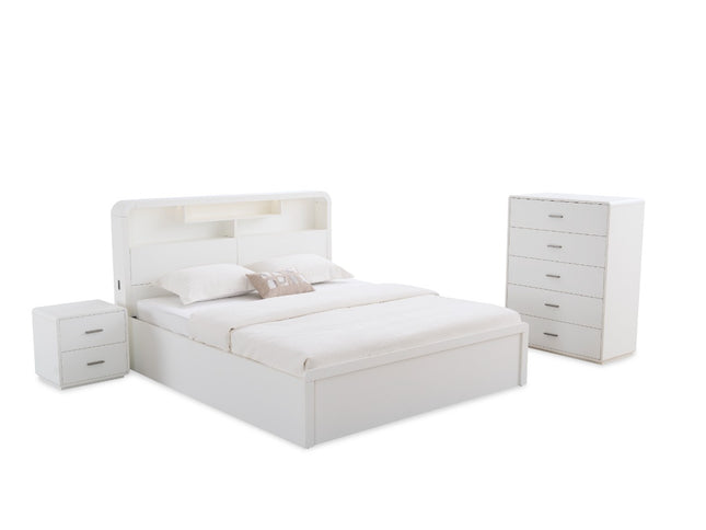 Costa 4Pce Queen Bedroom Suite - White Asg Grain