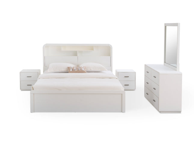 Costa 5Pce Queen Bedroom Suite - White Asg Grain