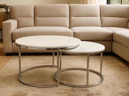Cindy 2pce Coffee Table - White/silver