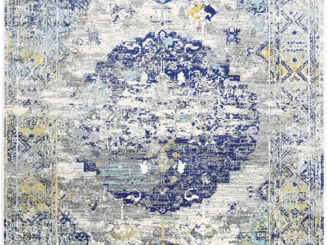 Delicate Faded Blue and Yellow Rug