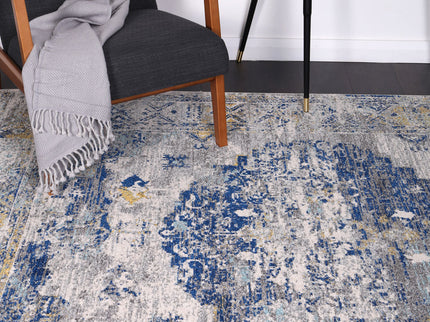 Delicate Faded Blue and Yellow Rug