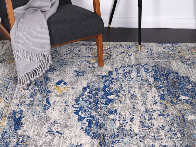 Delicate Faded Blue and Yellow Rug