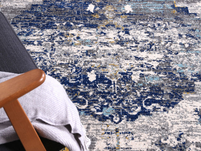 Delicate Faded Blue and Yellow Rug