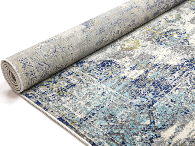 Delicate Faded Blue and Yellow Rug