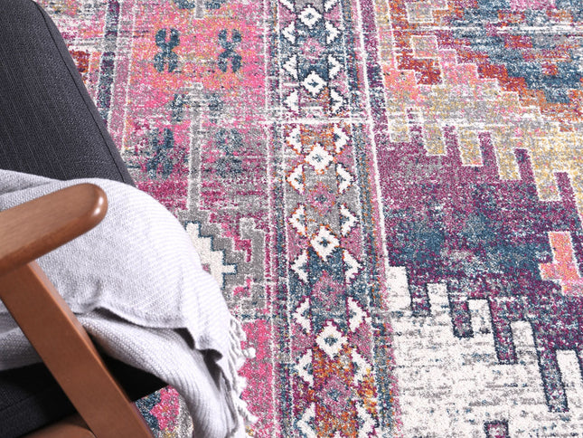 Delicate Ikat Multi Coloured Rug