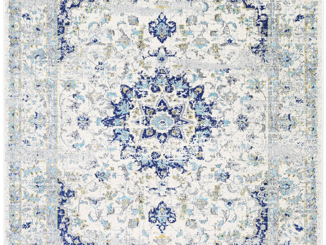 Delicate Magnificance Ivory and Blue Rug