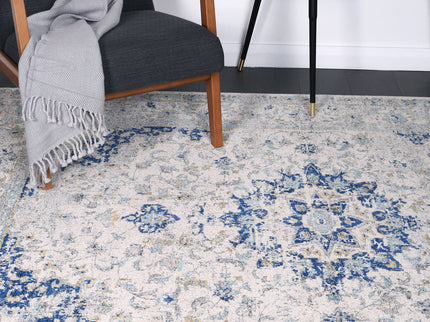 Delicate Magnificance Ivory and Blue Rug