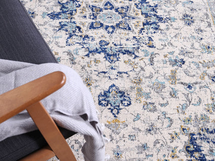 Delicate Magnificance Ivory and Blue Rug