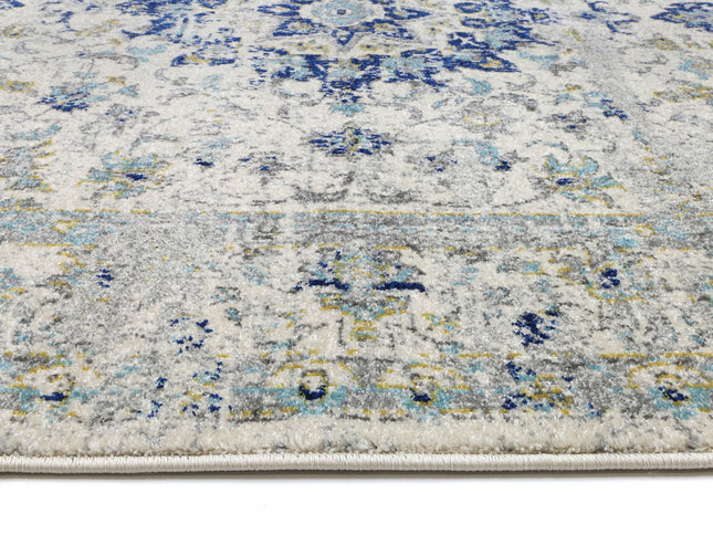 Delicate Magnificance Ivory and Blue Rug