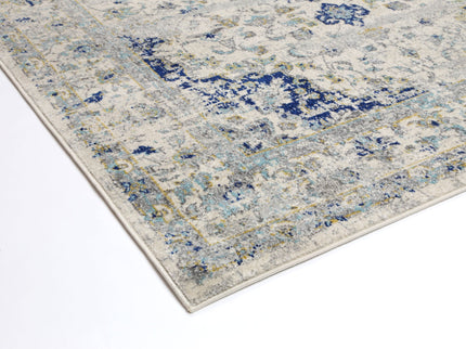 Delicate Magnificance Ivory and Blue Rug