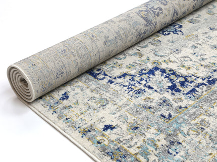 Delicate Magnificance Ivory and Blue Rug