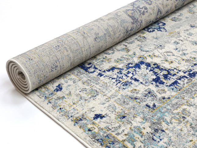 Delicate Magnificance Ivory and Blue Rug