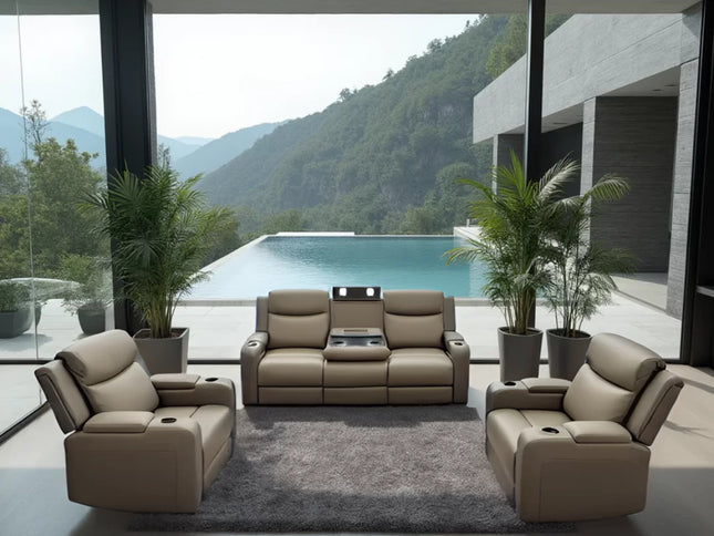 Delta 3+1+1 Electric Recliner - Light Coffee