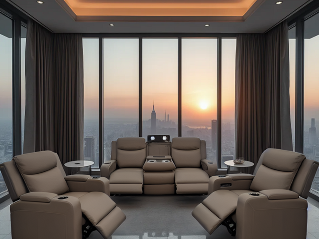 Delta 3+1+1 Electric Recliner - Light Coffee