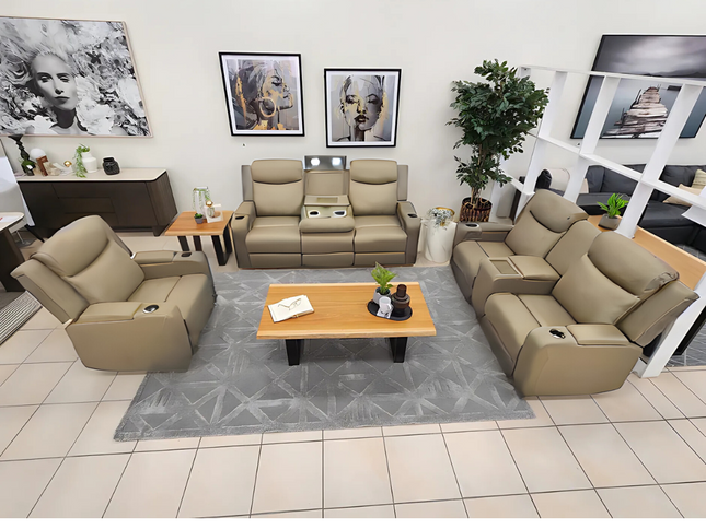 Delta 3+2+1 Electric Recliner - Light Coffee