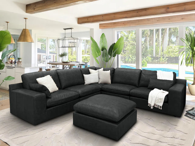 Doncaster Corner Lounge - Charcoal (Leather)