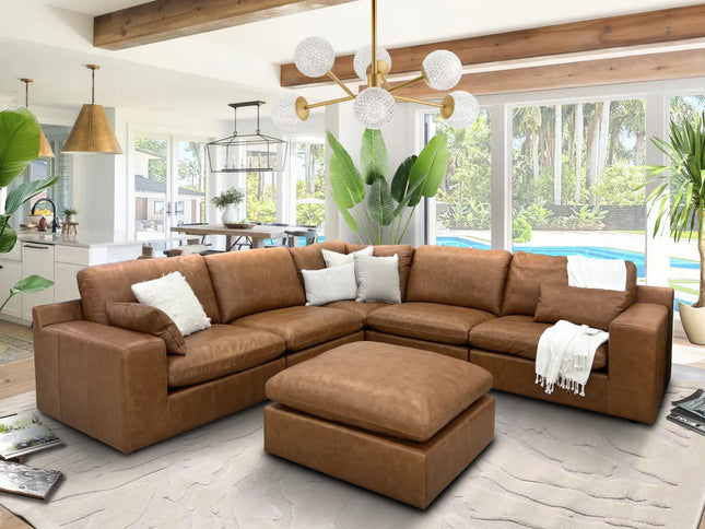 Doncaster Corner Lounge - Chestnut (Leather)