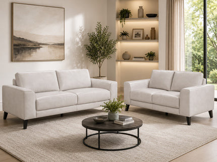Duffy 2.5 + 2 Seater Leather Sofa - Pewter