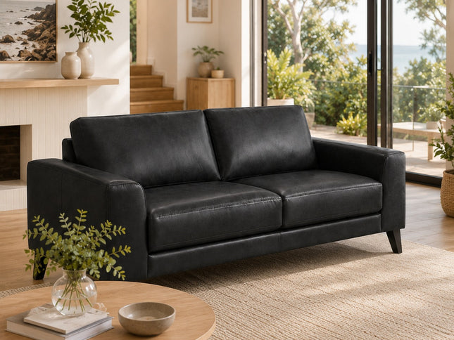 Duffy 2.5 Seater Leather Sofa  - Black