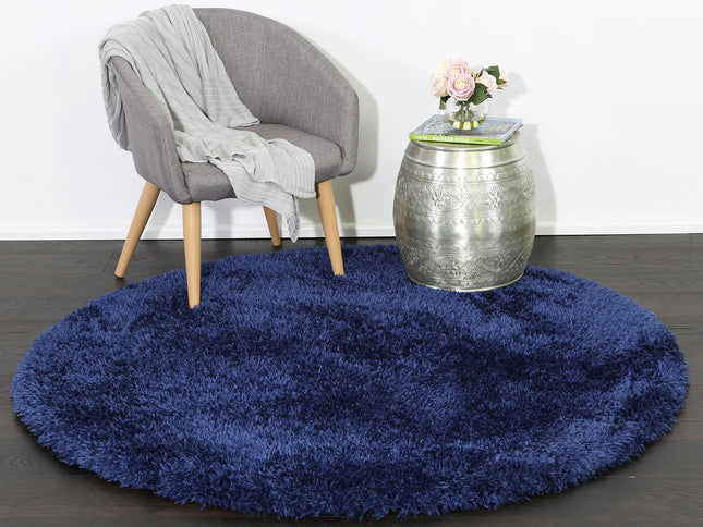 Flokati Super Soft Ultra Thick Navy Shaggy Round Rug