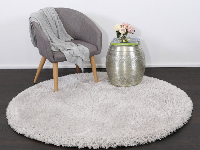 Flokati Super Soft Ultra Thick Silver Shaggy Round Rug