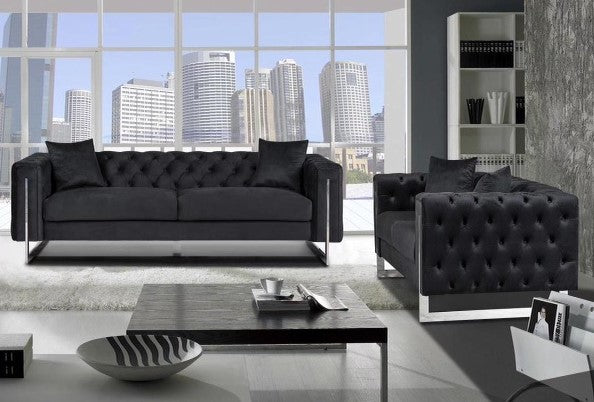 New Fendi 3 + 2  Velvet Lounge - Black velvet