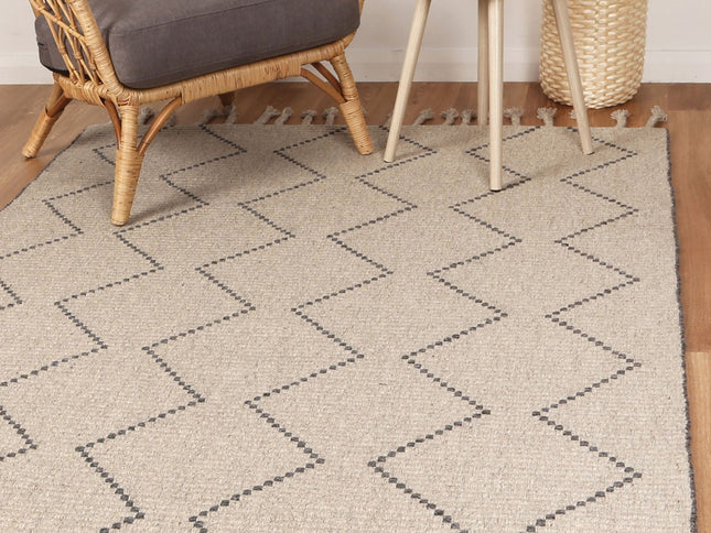 Goa Zig-Zag Wool Blend Ash Rug