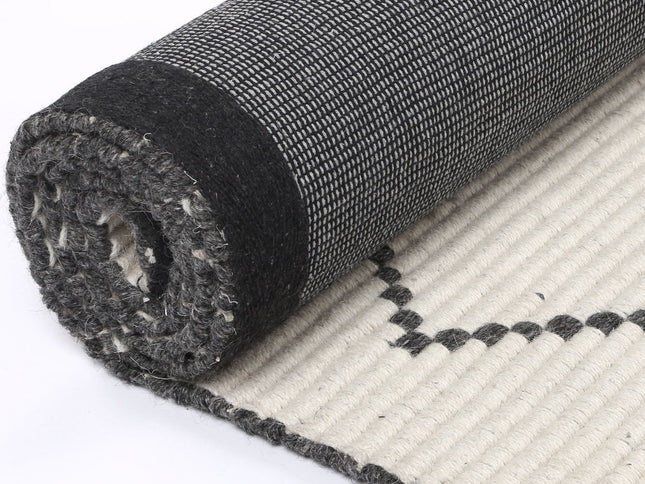 Goa Zig-Zag Wool Blend Cream Rug