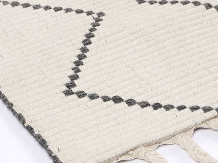 Goa Zig-Zag Wool Blend Cream Rug