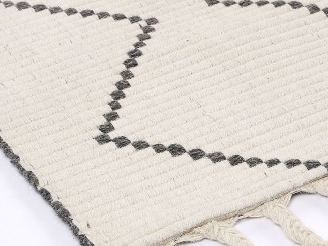 Goa Zig-Zag Wool Blend Cream Rug