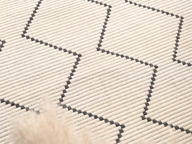Goa Zig-Zag Wool Blend Cream Rug