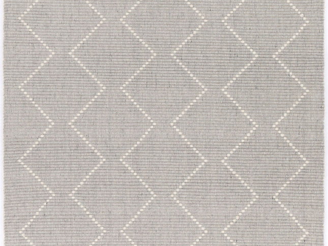 Goa Zig-Zag Wool Blend Grey Rug