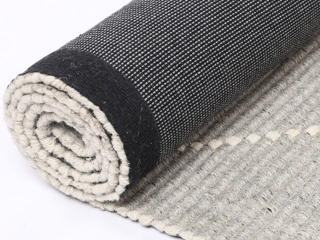 Goa Zig-Zag Wool Blend Grey Rug