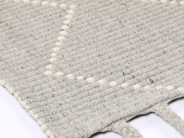 Goa Zig-Zag Wool Blend Grey Rug