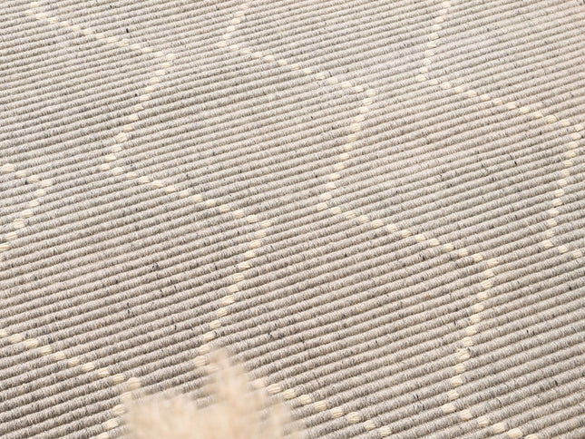Goa Zig-Zag Wool Blend Grey Rug