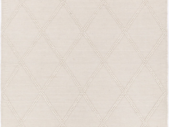 Goa Lattice Wool Blend Cream Rug (No Tassel)
