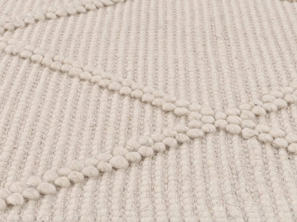 Goa Lattice Wool Blend Cream Rug (No Tassel)