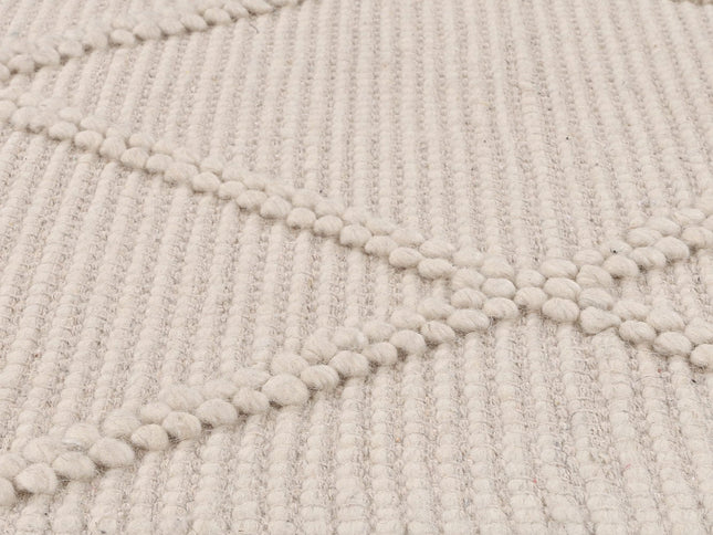 Goa Lattice Wool Blend Cream Rug (No Tassel)
