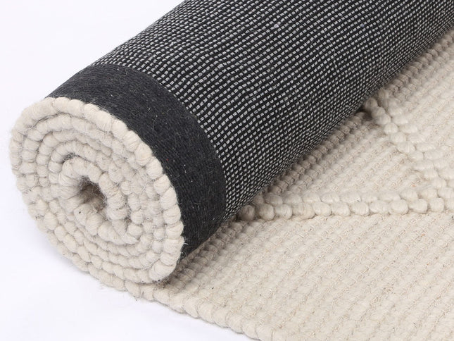 Goa Lattice Wool Blend Cream Rug (No Tassel)