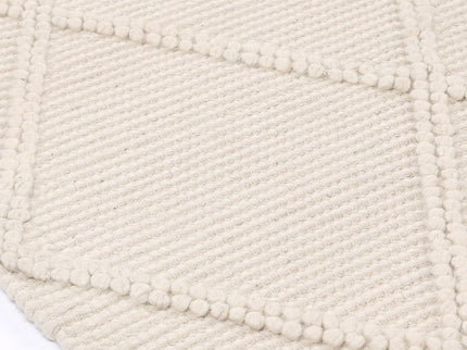 Goa Lattice Wool Blend Cream Rug (No Tassel)