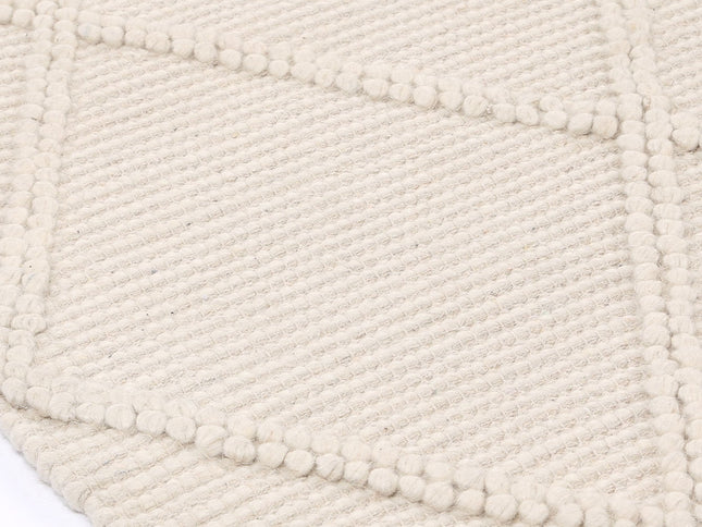 Goa Lattice Wool Blend Cream Rug (No Tassel)