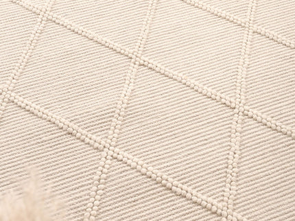 Goa Lattice Wool Blend Cream Rug (No Tassel)