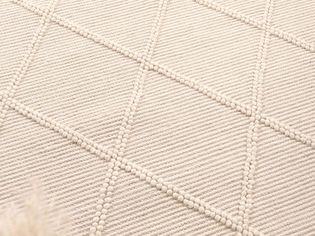 Goa Lattice Wool Blend Cream Rug (No Tassel)