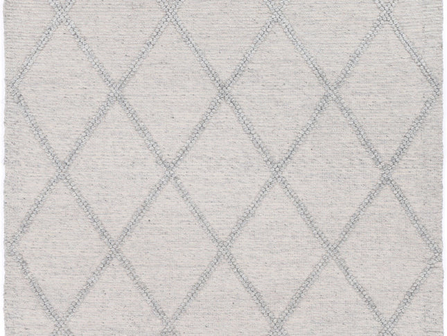 Goa Lattice Wool Blend Grey Rug (No Tassel)
