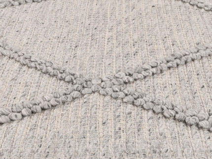Goa Lattice Wool Blend Grey Rug (No Tassel)