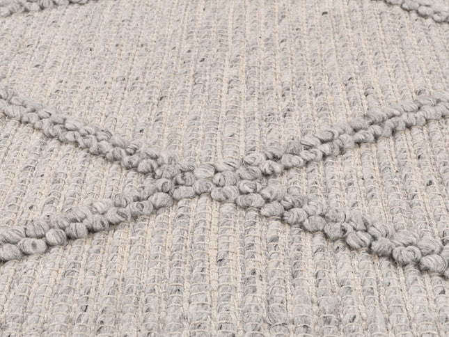 Goa Lattice Wool Blend Grey Rug (No Tassel)