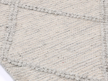 Goa Lattice Wool Blend Grey Rug (No Tassel)