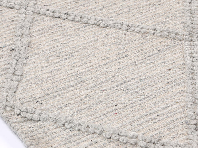 Goa Lattice Wool Blend Grey Rug (No Tassel)