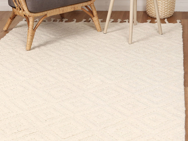 Goa Diamond Wool Blend Cream Rug